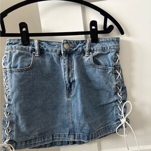 PacSun Blue Lace-Up Mini Jean Skirt